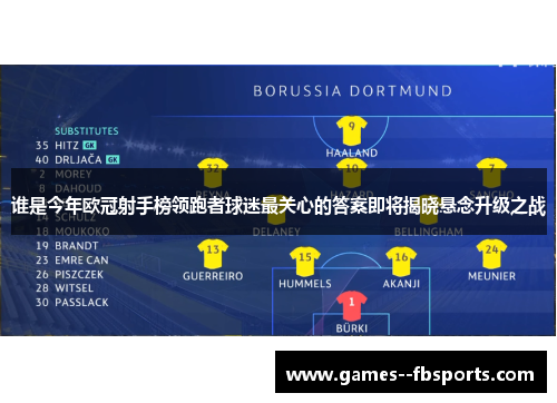 谁是今年欧冠射手榜领跑者球迷最关心的答案即将揭晓悬念升级之战